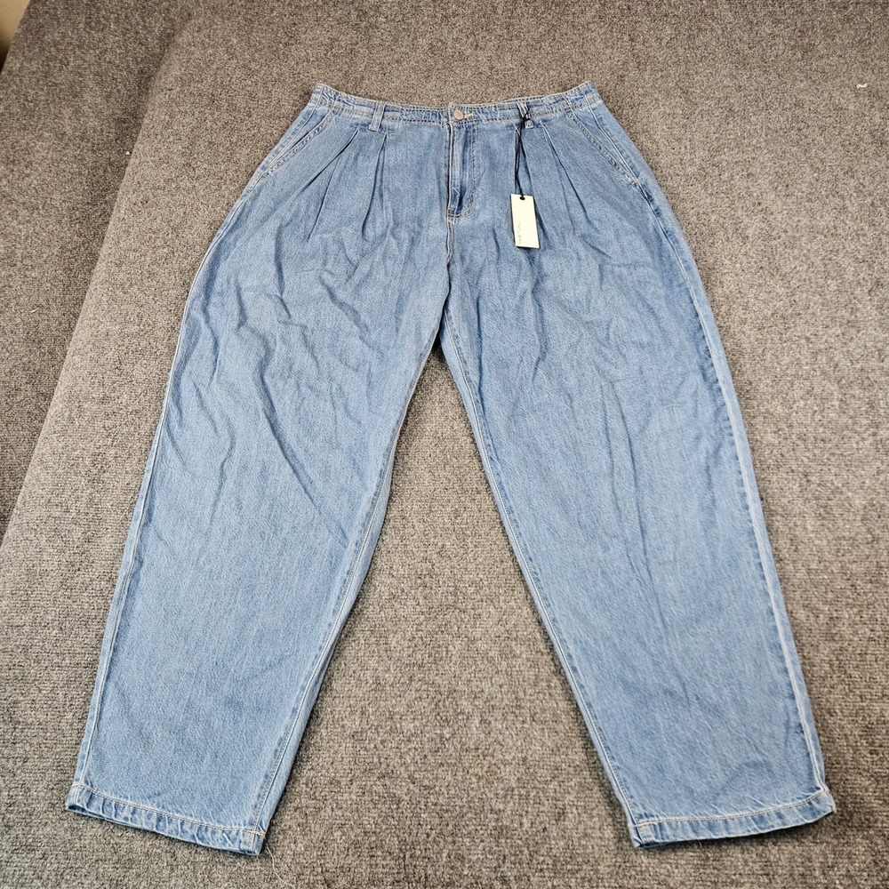 Habitual Pleated Tapered Denim Pants Light Wash Blue Jeans HBM02196B 12/31 NEW